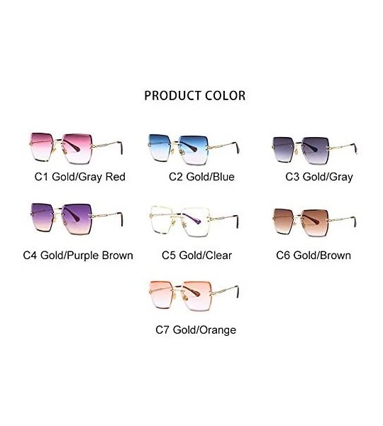 Rimless Rimless Square Sunglasses Women Fashion 2020 Summer Style Brand Designer Gradient Lens Eyewear UV400 Glass - CX198O5K...