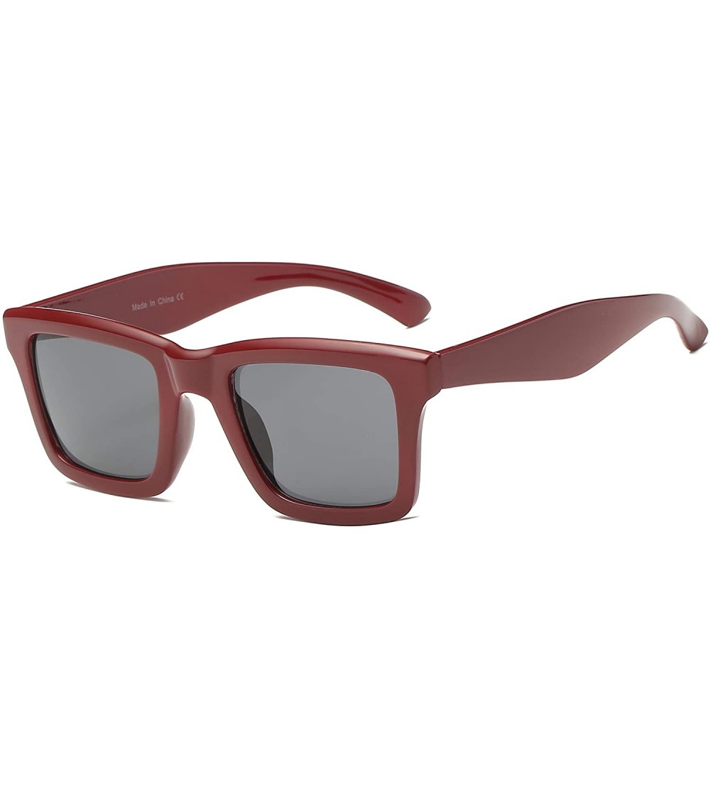 Square Women Retro Square UV Protection Fashion Sunglasses - Maroon - C518IS4CDO0 $17.34