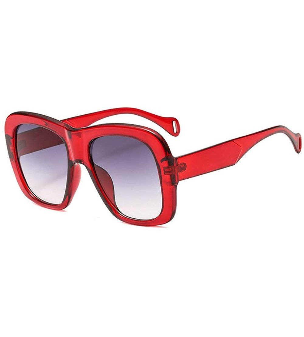 Square 2019 new fashion trend big box two-color unisex luxury brand designer sunglasses UV400 - Red - C218NEX3QZY $22.28