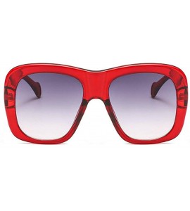 Square 2019 new fashion trend big box two-color unisex luxury brand designer sunglasses UV400 - Red - C218NEX3QZY $22.28