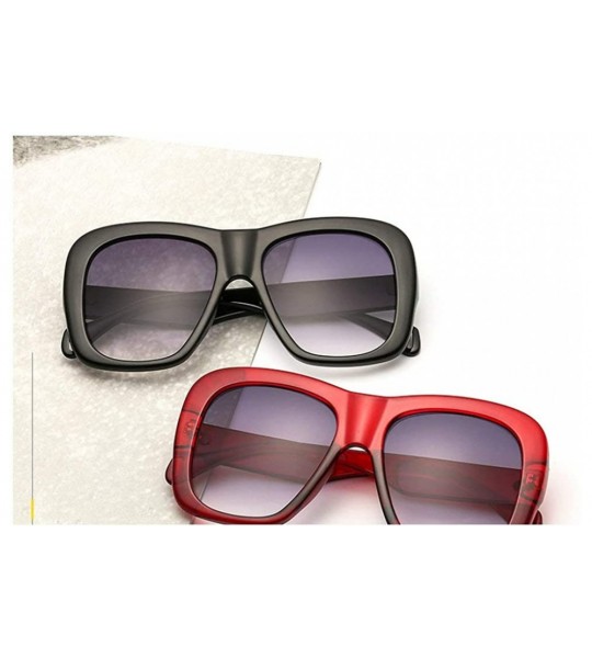 Square 2019 new fashion trend big box two-color unisex luxury brand designer sunglasses UV400 - Red - C218NEX3QZY $22.28