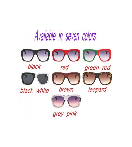 Square 2019 new fashion trend big box two-color unisex luxury brand designer sunglasses UV400 - Red - C218NEX3QZY $22.28