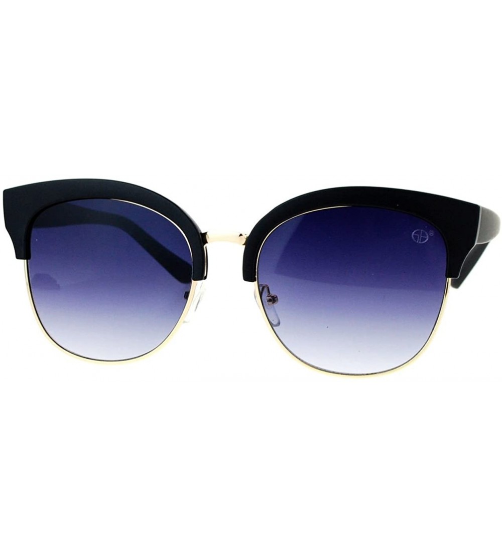 Square Designer Womens Fashion Sunglasses Flat Square Frame Bold Top UV 400 - Matte Black - C112H259DZP $23.35