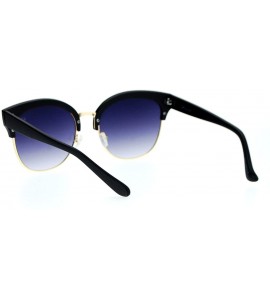 Square Designer Womens Fashion Sunglasses Flat Square Frame Bold Top UV 400 - Matte Black - C112H259DZP $23.35