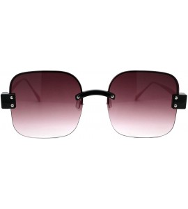 Rimless Womens Half Rim Rimless Style Square Sunglasses Vintage Retro Fashion - Black Pink (Burgundy Smoke) - CH18Y3UXS7S $23.42