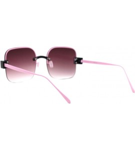 Rimless Womens Half Rim Rimless Style Square Sunglasses Vintage Retro Fashion - Black Pink (Burgundy Smoke) - CH18Y3UXS7S $23.42