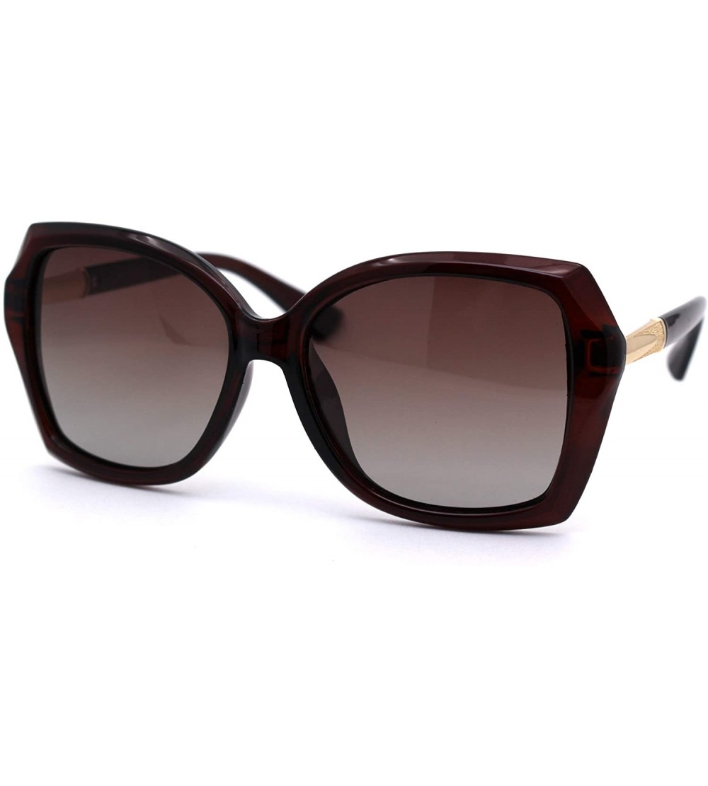 Square Womens CR39 Polarized Square Plastic Butterfly Designer Fashion Sunglasses - All Brown - CW192WXZ7UD $22.32