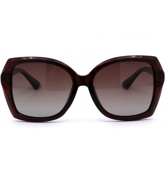 Square Womens CR39 Polarized Square Plastic Butterfly Designer Fashion Sunglasses - All Brown - CW192WXZ7UD $22.32