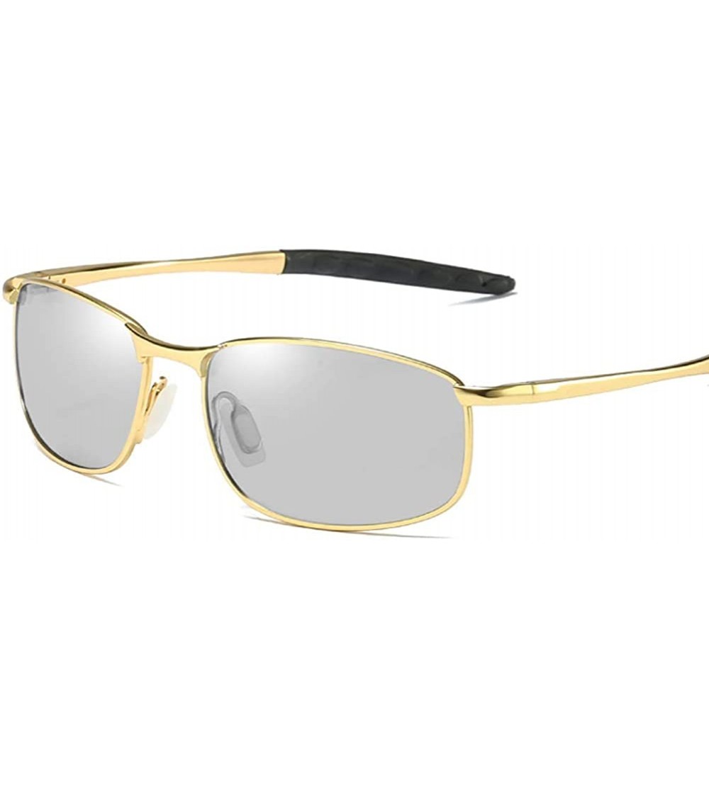 Goggle Photochromic Polarized Sunglasses Men - Gold - C118HD552OQ $48.88