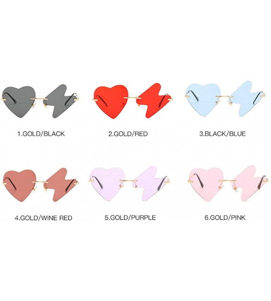 Goggle Women Retro Sunglasses Metal Summer Red Yellow Chic Unique Sun Glasses 2020 New Love Heart Shaped Sunglasses - CE198KG...