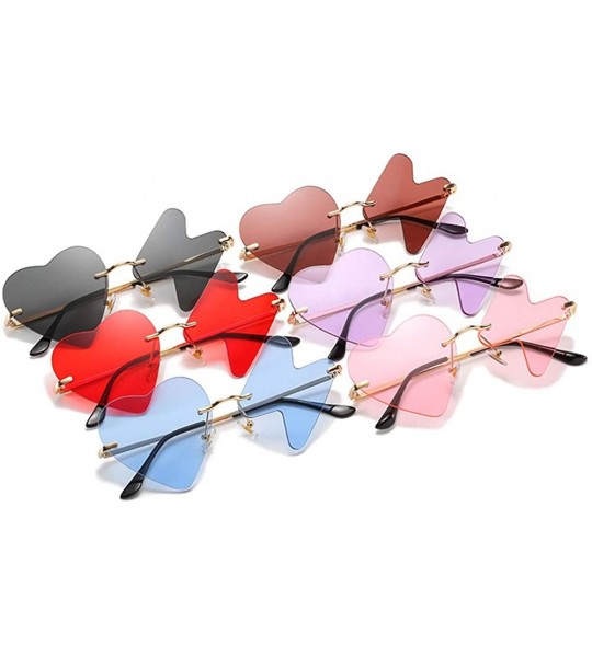 Goggle Women Retro Sunglasses Metal Summer Red Yellow Chic Unique Sun Glasses 2020 New Love Heart Shaped Sunglasses - CE198KG...