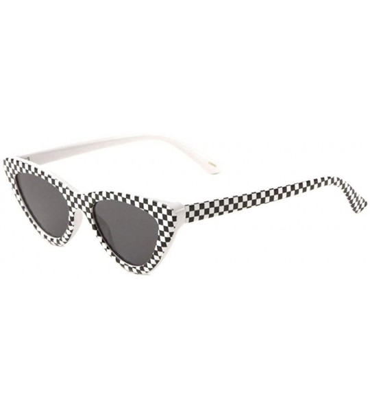 Cat Eye Slim Checkered Cat Eye Womens Classic Go Go Sunglasses - CJ18LZAQCLY $18.54