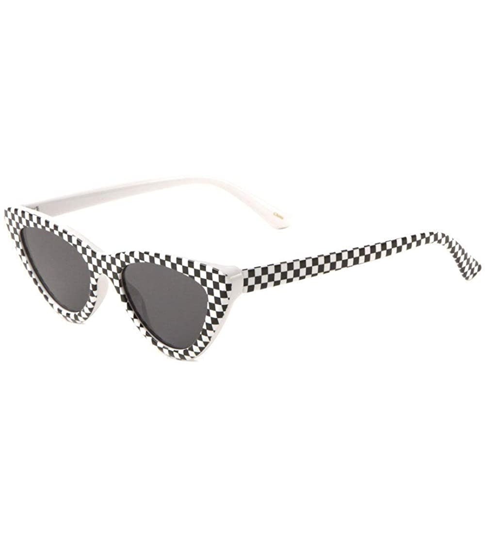 Cat Eye Slim Checkered Cat Eye Womens Classic Go Go Sunglasses - CJ18LZAQCLY $18.54