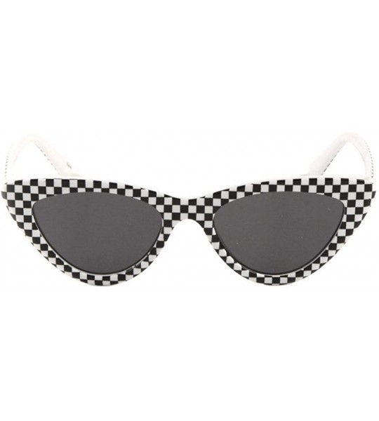 Cat Eye Slim Checkered Cat Eye Womens Classic Go Go Sunglasses - CJ18LZAQCLY $18.54