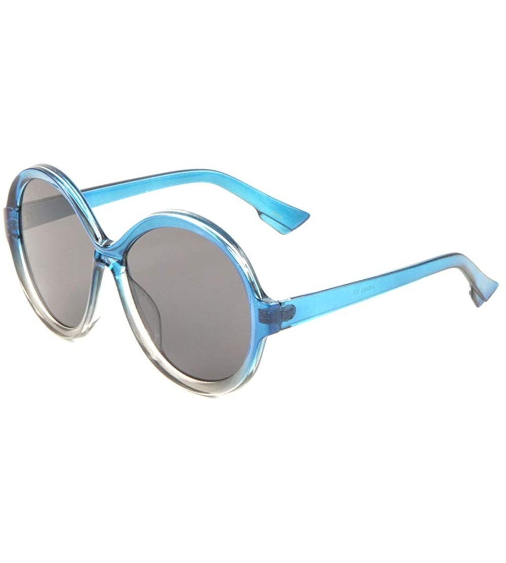 Round Crystal Color Oversized Round Butterfly Sunglasses - Blue - CW197A5ODYD $26.83