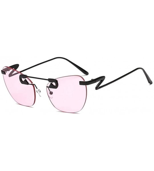 Rimless Retro Cateye Rimless Polarized Sunglasses UV Protection Marine Lens Lightweight Metal Temple Glasses for Women - C918...