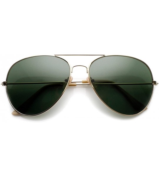 Aviator Classic Metal Teardrop Glass Lens Aviator Sunglasses (Gold) - CE11KBZXB75 $20.10