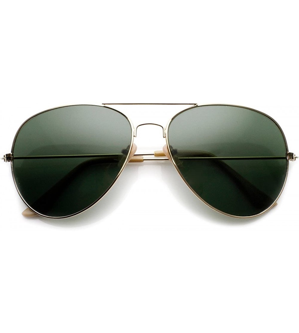 Aviator Classic Metal Teardrop Glass Lens Aviator Sunglasses (Gold) - CE11KBZXB75 $20.10