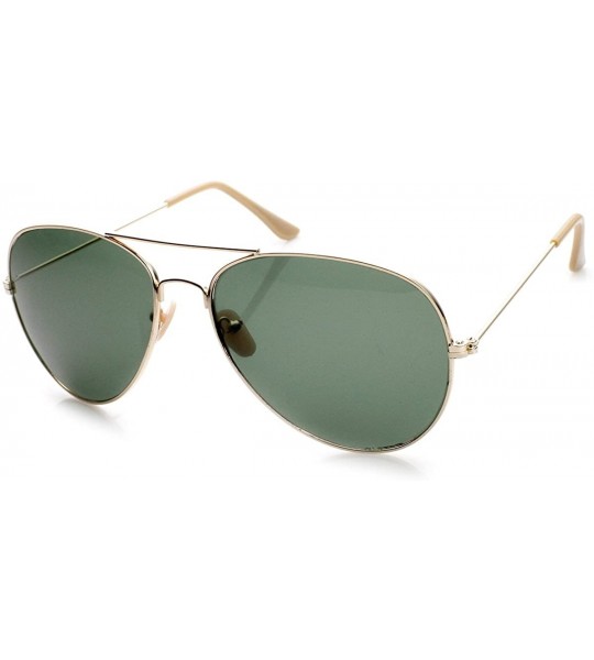 Aviator Classic Metal Teardrop Glass Lens Aviator Sunglasses (Gold) - CE11KBZXB75 $20.10