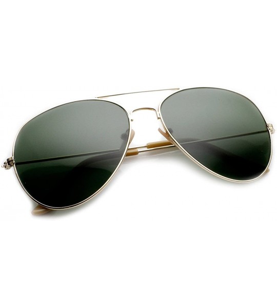 Aviator Classic Metal Teardrop Glass Lens Aviator Sunglasses (Gold) - CE11KBZXB75 $20.10