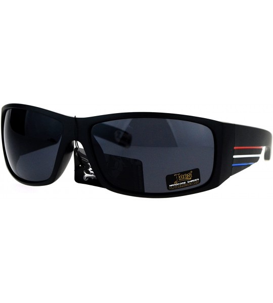 Sport Locs Thick Temple USA Mexico Rusta Color Stripe Gangster Sunglasses - Matte Usa - CG12OCZAZZX $19.37