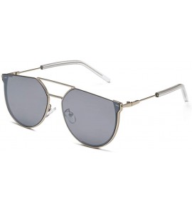 Round Sunglasses Irregular Mirrored Eyewear Protection - SilverFrame/SilverLens - CD18RDZOMDI $37.39