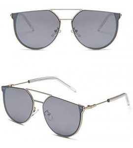 Round Sunglasses Irregular Mirrored Eyewear Protection - SilverFrame/SilverLens - CD18RDZOMDI $37.39