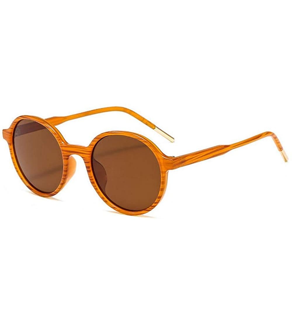 Round Women Fashion Eyewear Round Beach Sunglasses with Case UV400 Protection - Orange Strip Frame/Brown Lens - CY18WOMYLM0 $...