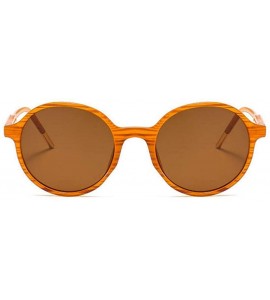 Round Women Fashion Eyewear Round Beach Sunglasses with Case UV400 Protection - Orange Strip Frame/Brown Lens - CY18WOMYLM0 $...