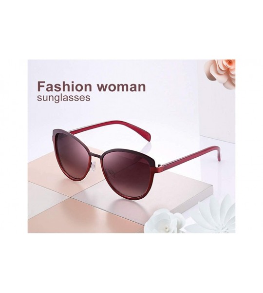 Round Fashion Sunglasses with Case for Women Classic Round Frame Eyewear UV 400 Protection - Red - C118TK8GXML $95.33