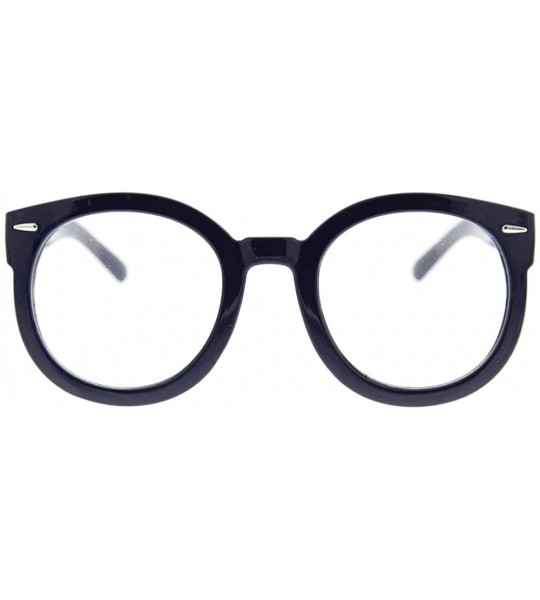 Oversized Women's Designer Inspired Oversized Round Circle Sunglasses Mod Fashion - Black - Clear Lens - CV12CIII4K1 $18.98