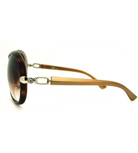 Round Womens Fashion Sunglasses Rhinestone Round Designer Frame - Tortoise - CQ11E853B3N $20.84