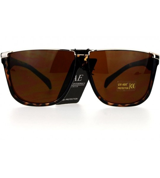 Rectangular Metal Flat Top Mobster Rectangular Unique Mens Sunglasses - Tortoise - C112EA42TRT $20.19