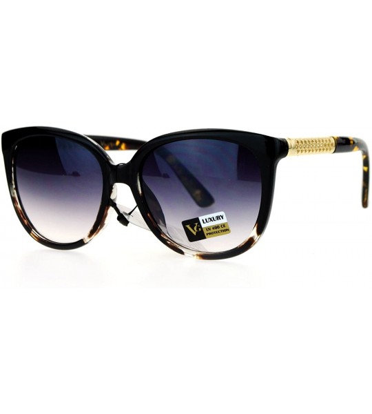 Wayfarer Diva Metal Hollow Jewel Arm Oversize Horn Rim Sunglasses - Black Tortoise Smoke - CV12EMGGVED $22.82