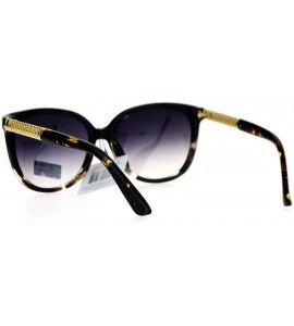 Wayfarer Diva Metal Hollow Jewel Arm Oversize Horn Rim Sunglasses - Black Tortoise Smoke - CV12EMGGVED $22.82