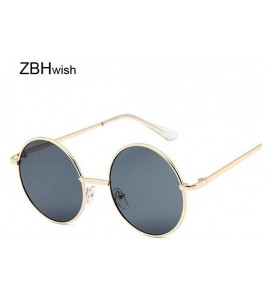 Aviator Retro Round Sunglasses Women Luxury Brand Designer Vintage Small SilverSilver - Gray Yellow - C818XQZIH7A $18.13