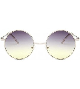 Aviator Retro Round Sunglasses Women Luxury Brand Designer Vintage Small SilverSilver - Gray Yellow - C818XQZIH7A $18.13