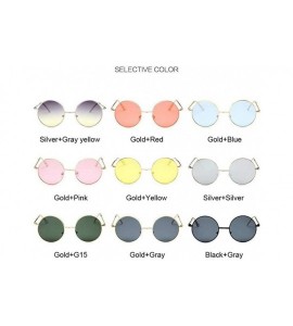 Aviator Retro Round Sunglasses Women Luxury Brand Designer Vintage Small SilverSilver - Gray Yellow - C818XQZIH7A $18.13