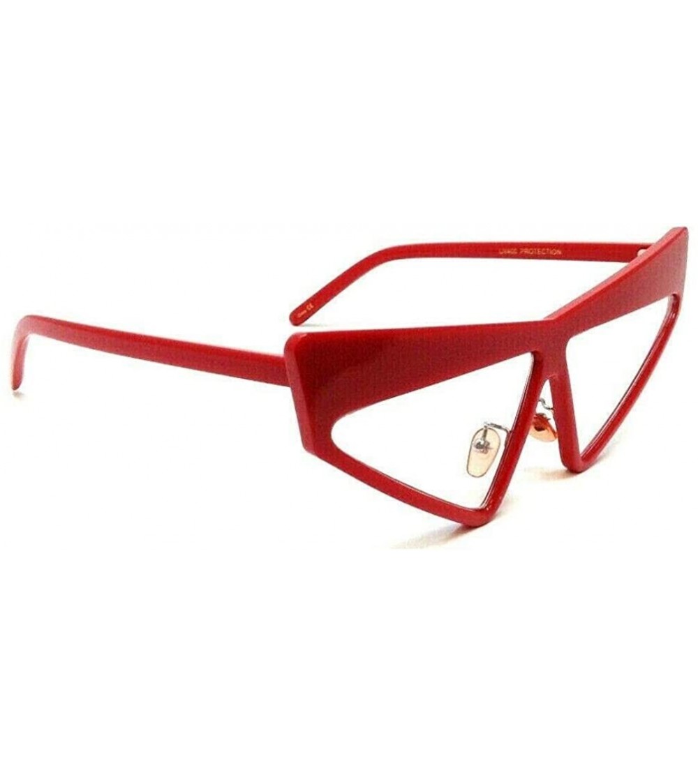 Cat Eye Womens Pointed Triangle Cat Eye Bold Thick Plastic Frame Retro Sunglasses - Red Frame - CV18W3KS0QE $19.65