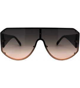 Shield Oversized Shield Sunglasses Flat Top Unisex Modern Fashion Shades UV 400 - Gold Black (Brown Smoke) - C01984A2QKQ $22.40