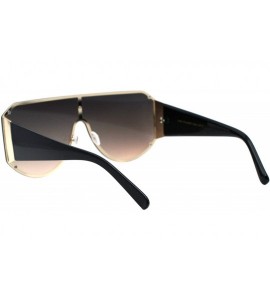 Shield Oversized Shield Sunglasses Flat Top Unisex Modern Fashion Shades UV 400 - Gold Black (Brown Smoke) - C01984A2QKQ $22.40