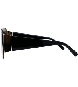 Shield Oversized Shield Sunglasses Flat Top Unisex Modern Fashion Shades UV 400 - Gold Black (Brown Smoke) - C01984A2QKQ $22.40