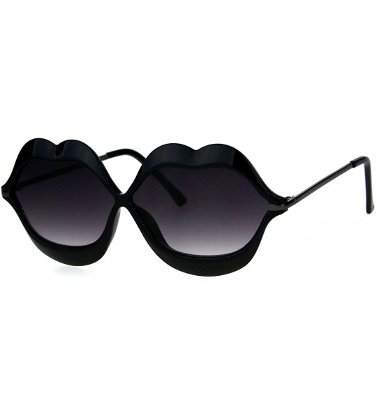 Oval Lip Shape Sunglasses Lips Kiss Womens Cute Fashion Shades UV 400 - Black - C91863A44ND $18.31