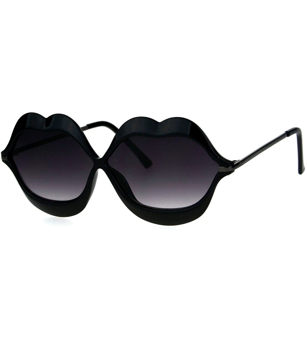 Oval Lip Shape Sunglasses Lips Kiss Womens Cute Fashion Shades UV 400 - Black - C91863A44ND $18.31