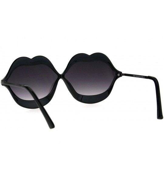 Oval Lip Shape Sunglasses Lips Kiss Womens Cute Fashion Shades UV 400 - Black - C91863A44ND $18.31