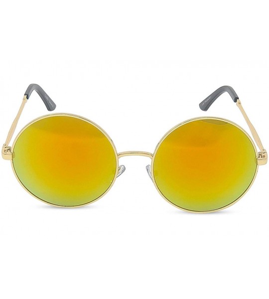 Round Round Large Circular Colored Mirrored Sunglasses - Gold - C418I53TOC9 $27.61