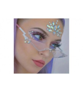 Rimless Rimless Sunglasses Creative Eyeglasses Party Glasses Funny Photo Eyewear for Man Woman - Red - CH196U8UA36 $18.31