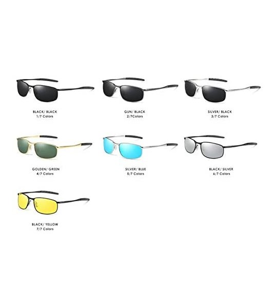 Rectangular Polarized Sunglasses Driving Photosensitive Glasses 100% UV protection - Gun/Black - C718Q7XZ3KY $33.49