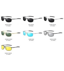 Rectangular Polarized Sunglasses Driving Photosensitive Glasses 100% UV protection - Gun/Black - C718Q7XZ3KY $33.49