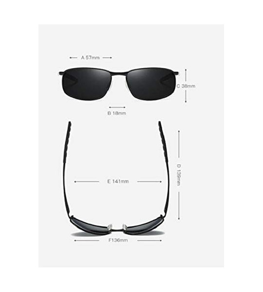 Rectangular Polarized Sunglasses Driving Photosensitive Glasses 100% UV protection - Gun/Black - C718Q7XZ3KY $33.49